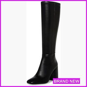 Synthetic Block Heel Booties Mid-Calf Square Toe Chic Fashion Boots